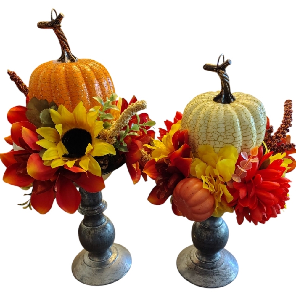 Autumn Handmade Pumpkin Floral Arrangement Set